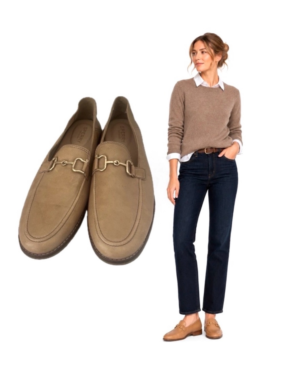 Sperry , Women’s Tan Speery seaport buckle, women’s Loafers, Size 10